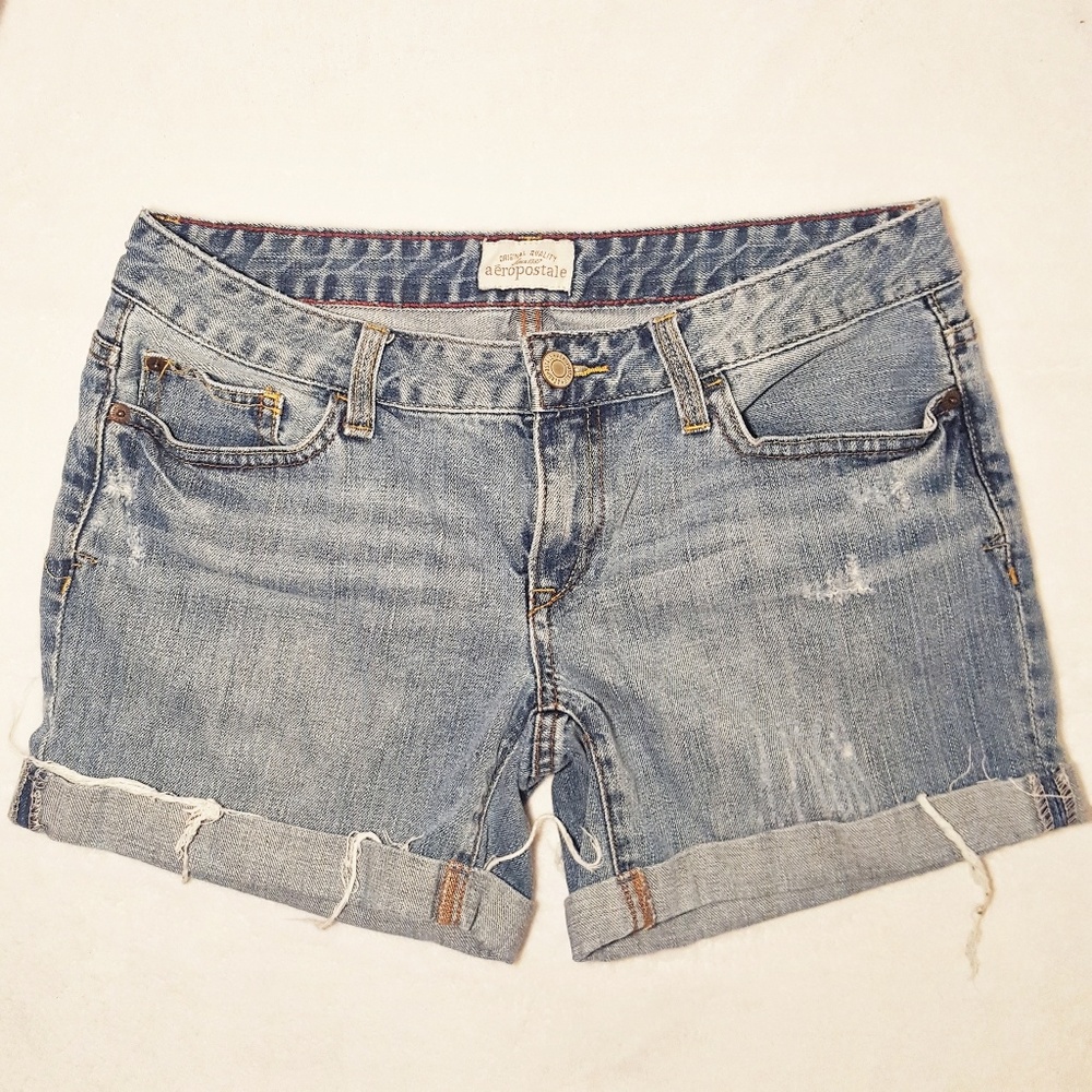Aeropostale Cut Off Jean Shorts Denim Cuffed